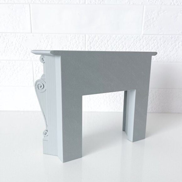 Gray Ornate Fireplace Mantle Miniature 1:6 Scale Dollhouse Furniture Barbie - Picture 3 of 5